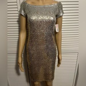 Beautiful Midnight Doll juniors size M silver sequin short sleeve dress NWT